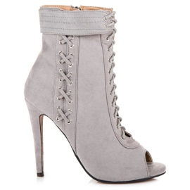 Seastar Wiązane botki open toe szare