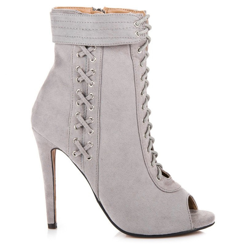 Seastar Wiązane botki open toe szare