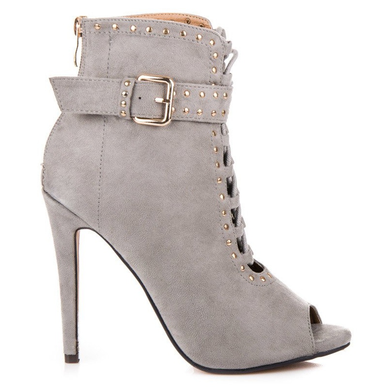 Seastar Zamszowe botki open toe szare