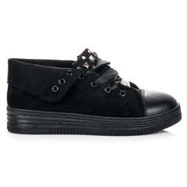 Sport Stylowe Zamszowe Trampki czarne