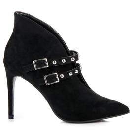 Cm Paris Wiosenne botki w szpic czarne