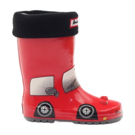 American Club Kalosze skarpeta plus wkładka RED CAR czerwone szare czarne