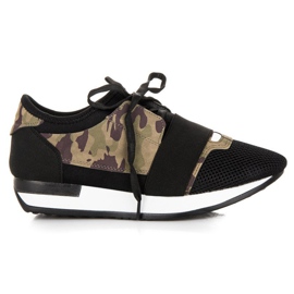 Wsuwane buty sportowe czarne brązowe zielone