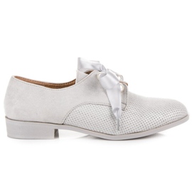 Bestelle Zamszowe półbuty z perełkami szare