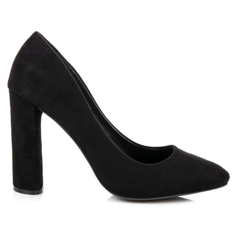 Zamszowe czółenka na słupku czarne