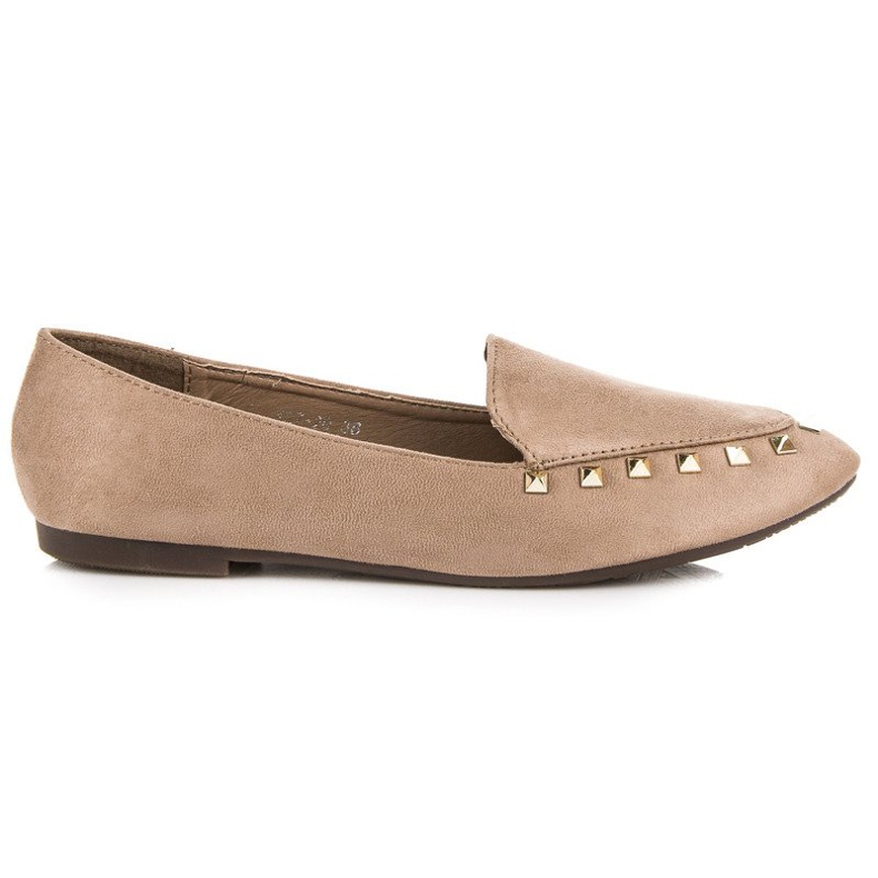 Wsuwane półbuty z ćwiekami brązowe