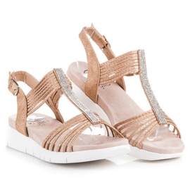 Kylie Sandały Z Kryształkami brązowe