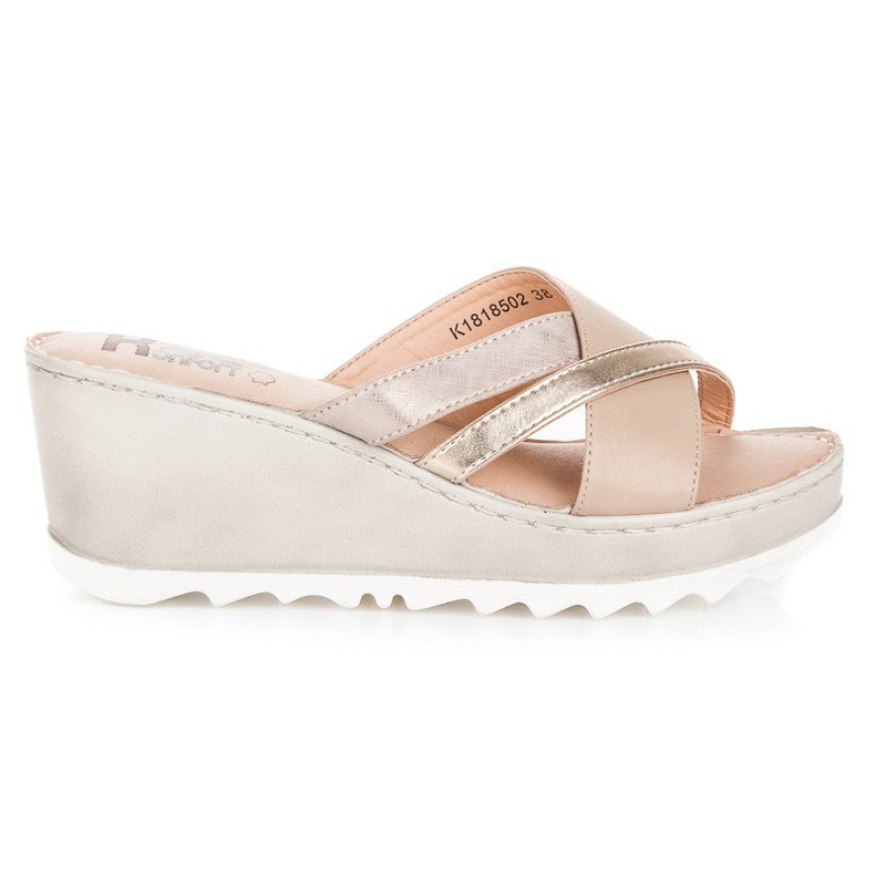 Kylie Klapki na koturnie brązowe