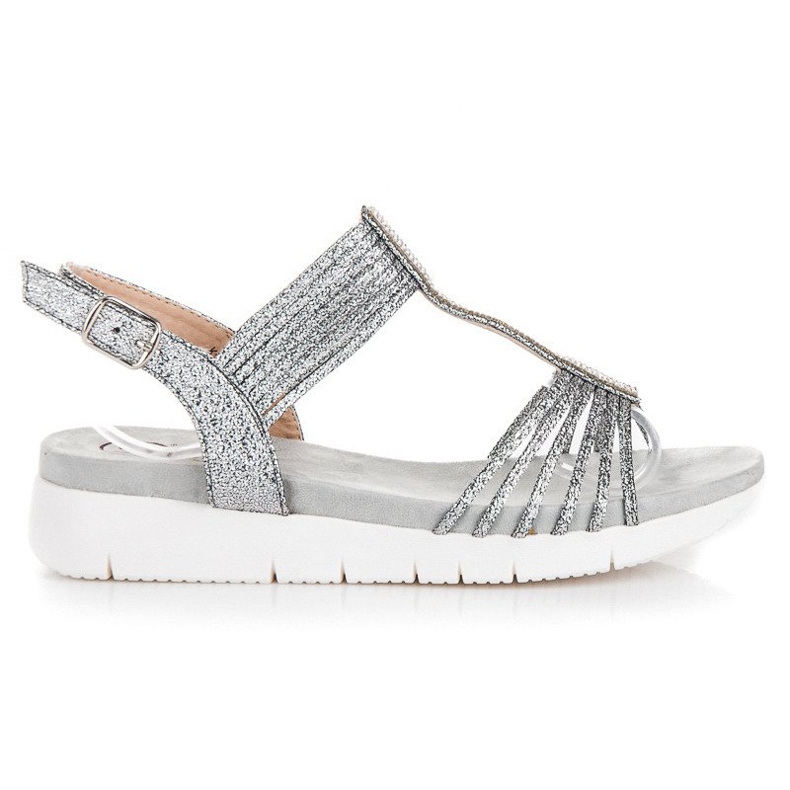 Kylie Sandały Z Kryształkami szare
