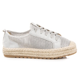Seastar Ażurowe Espadryle Na Wiązanie szare