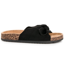 Queen Vivi Zamszowe klapki z kokardą czarne