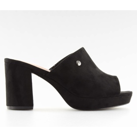Klapki na obcasie czarne FLD-3K41 black