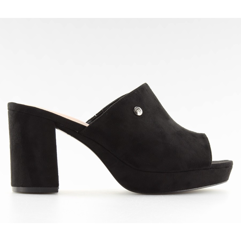 Klapki na obcasie czarne FLD-3K41 black