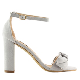 Sandałki na obcasie szare 118-11 grey