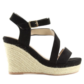 Espadryle na koturnie czarne 333-8 Black