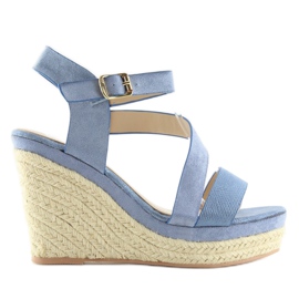 Espadryle na koturnie niebieskie 333-8 Blue