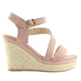 Espadryle na koturnie różowe 333-8 Pink