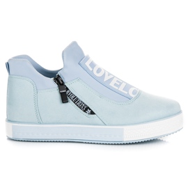 Ideal Shoes Niebieskie zamszowe trampki
