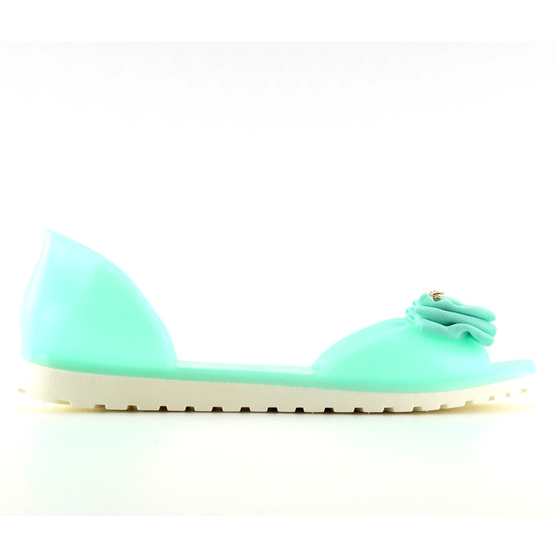 Balerinki open toe meliski miętowe S1 mint zielone