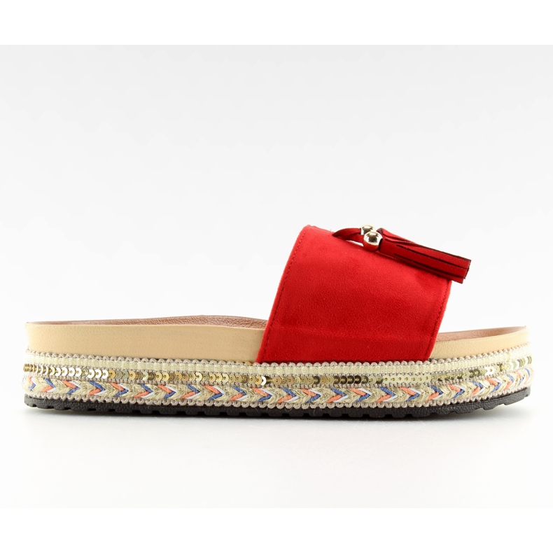 Klapki damskie czerwone LS-93 red