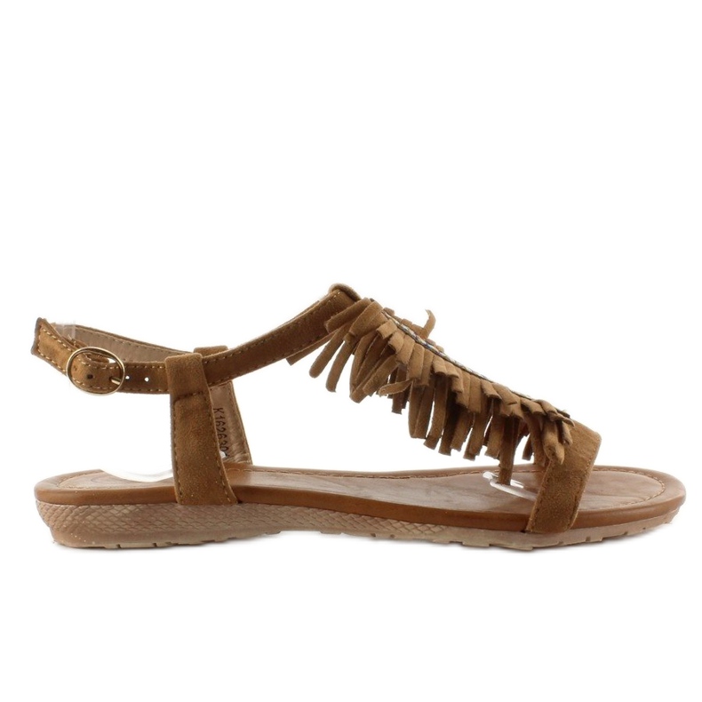 Sandałki w indiańskim stylu k1626301 Camel brązowe