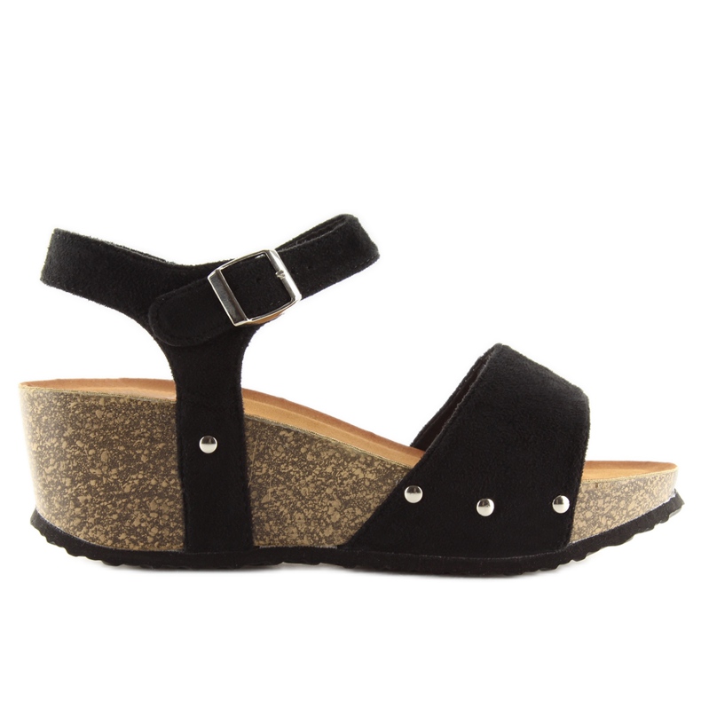 Sandałki na korkowej podeszwie czarne black