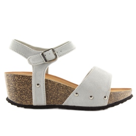 Sandałki na korkowej podeszwie szare Grey