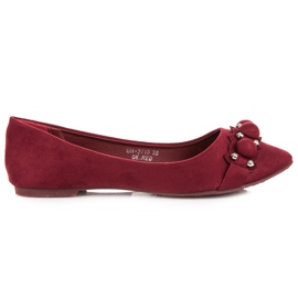 Ideal Shoes Stylowe bordowe baleriny czerwone