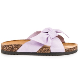 Bello Star Fioletowe zamszowe klapki