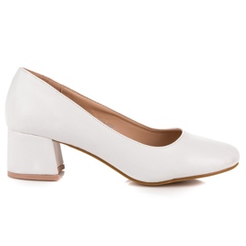 Renda Białe czółenka na niskim obcasie