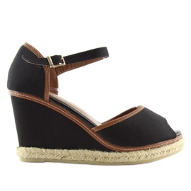 Sandałki na koturnie czarne AF-74 black