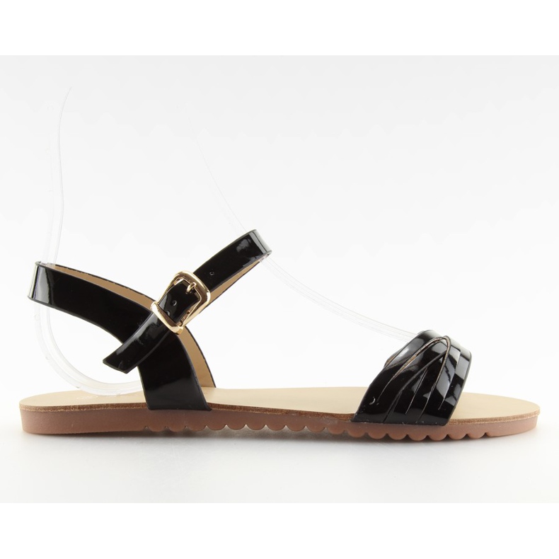 Sandałki z błyszczącymi paseczkami czarne