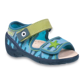 Befado obuwie dziecięce pu 433P023 zielone niebieskie