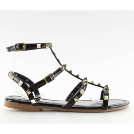 Sandałki damskie z ćwiekami czarne H56 Black