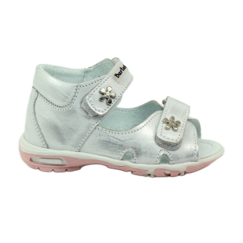 Bartuś elastyczne sandałki dziewczęce na rzepy srebrne-metaliczne srebrny