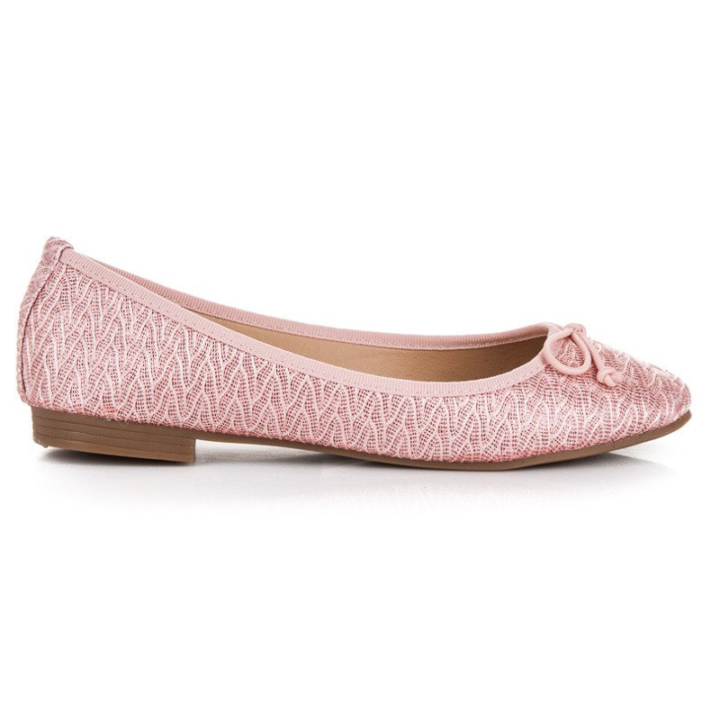 Renda Różowe materiałowe baleriny