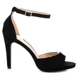 Zamszowe sandały na obcasie vinceza czarne