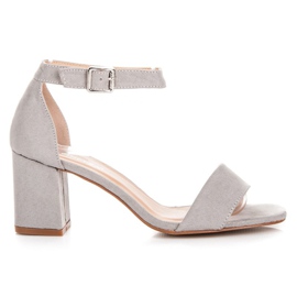 Szare Sandały Na Słupku VINCEZA