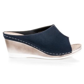 Klapki na koturnie vinceza niebieskie