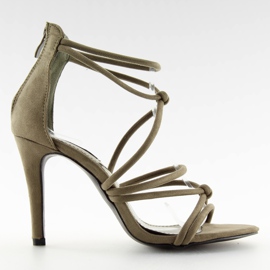 Sandałki na szpilce zielone ZY116 olive