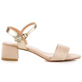 Beżowe Sandały Na Obcasie VINCEZA beżowy