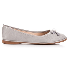 Ideal Shoes Eleganckie zamszowe baleriny szare