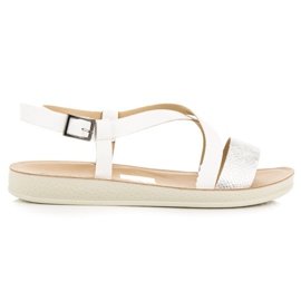 Płaskie sandały na sprzączkę vinceza białe