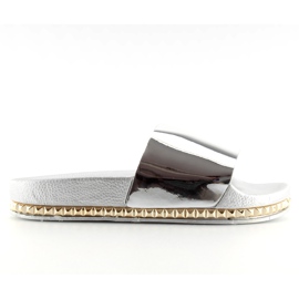 Klapki damskie srebrne N-29 silver szare