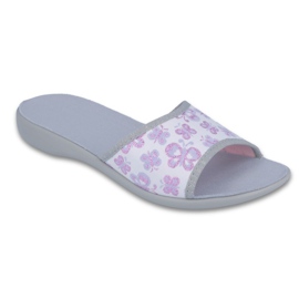 Befado obuwie damskie pu 300D041 szare różowe