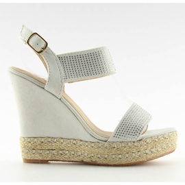 Sandałki na koturnie szare 3811-7 Grey