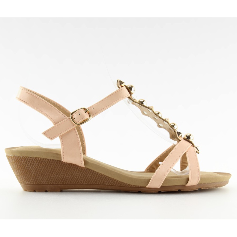 Sandałki na niskim koturnie różowe HX-1 Pink