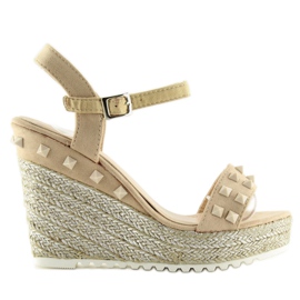 Espadryle na koturnie beżowe TS-16 Beige beżowy