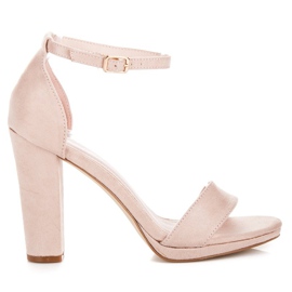 Primavera Zamszowe sandałki na słupku brązowe