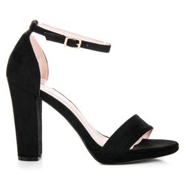 Primavera Zamszowe Sandałki Na Słupku czarne